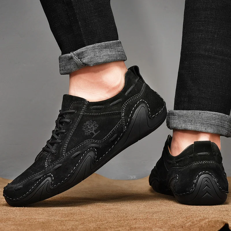 Men's Leather Casual loafers Shoes wedding Dress Shoes New Big Size Moccasins Suede shoes High Quality Size 48
