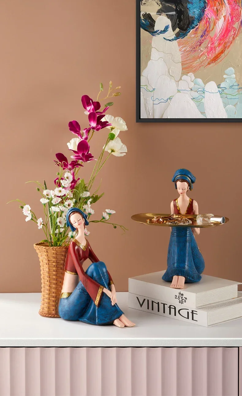 Nordic Home Decor Girl Art Figure Storage Tray Ornament Luxury Living Room Kawaii Desk Accessories Interior Figurines Decoration S8661921d044640d1b3d1d9a0f3616915l