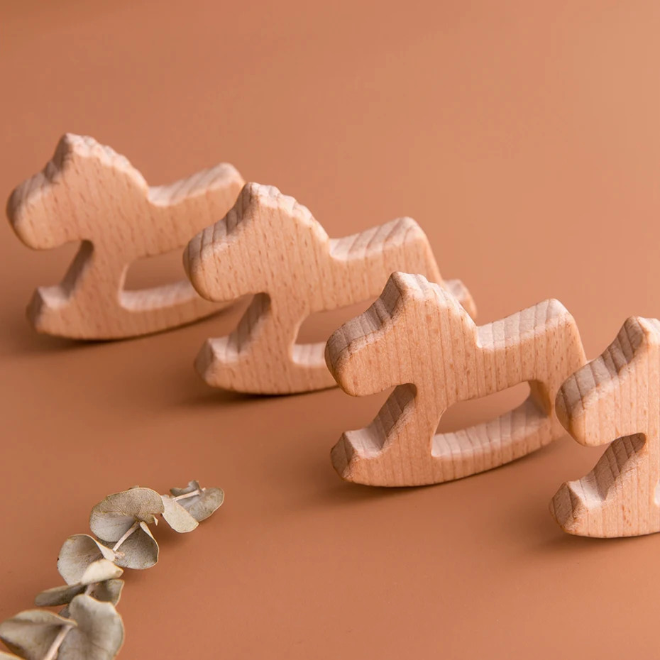 1PC Baby Wooden Teethers Food Grade Toys Wooden Animal Pig Rodent Flamingo Beech Wood Teething Bracelet Pendant teething toys baby teething toys