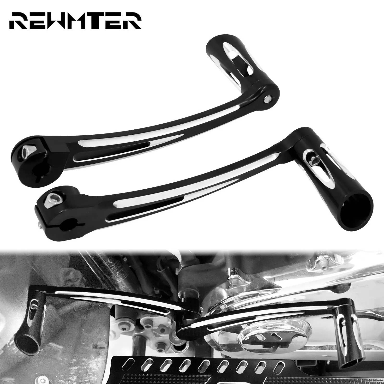 Motorccyle Black Heel Toe Shift Lever W/ Shifter Pegs For Harley