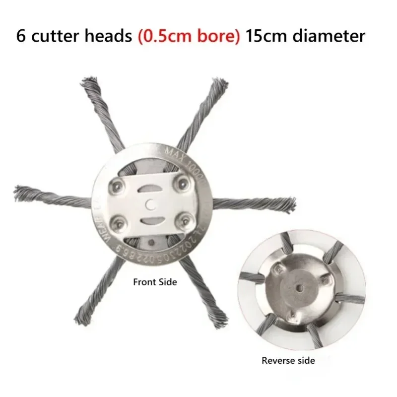 Universal Weed Brush Cutter Head Steel Wire Wheel Grass Trimmer Head Lawn Mower Grass Brush Cutter Weed Brush Trimmer Heads 6