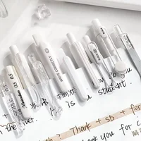 5Pcs Minimalist Transparent 0.5mm Gel Pens Set Large Capacity Quick-Drying Black Ink Pen Fashion Office Signature Pen 2