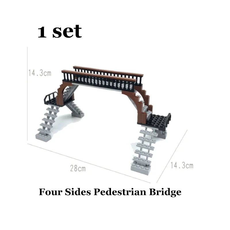 City Train Railway Building Blocks Set - Tracks, Station, and Buffer Stop Bricks Collection