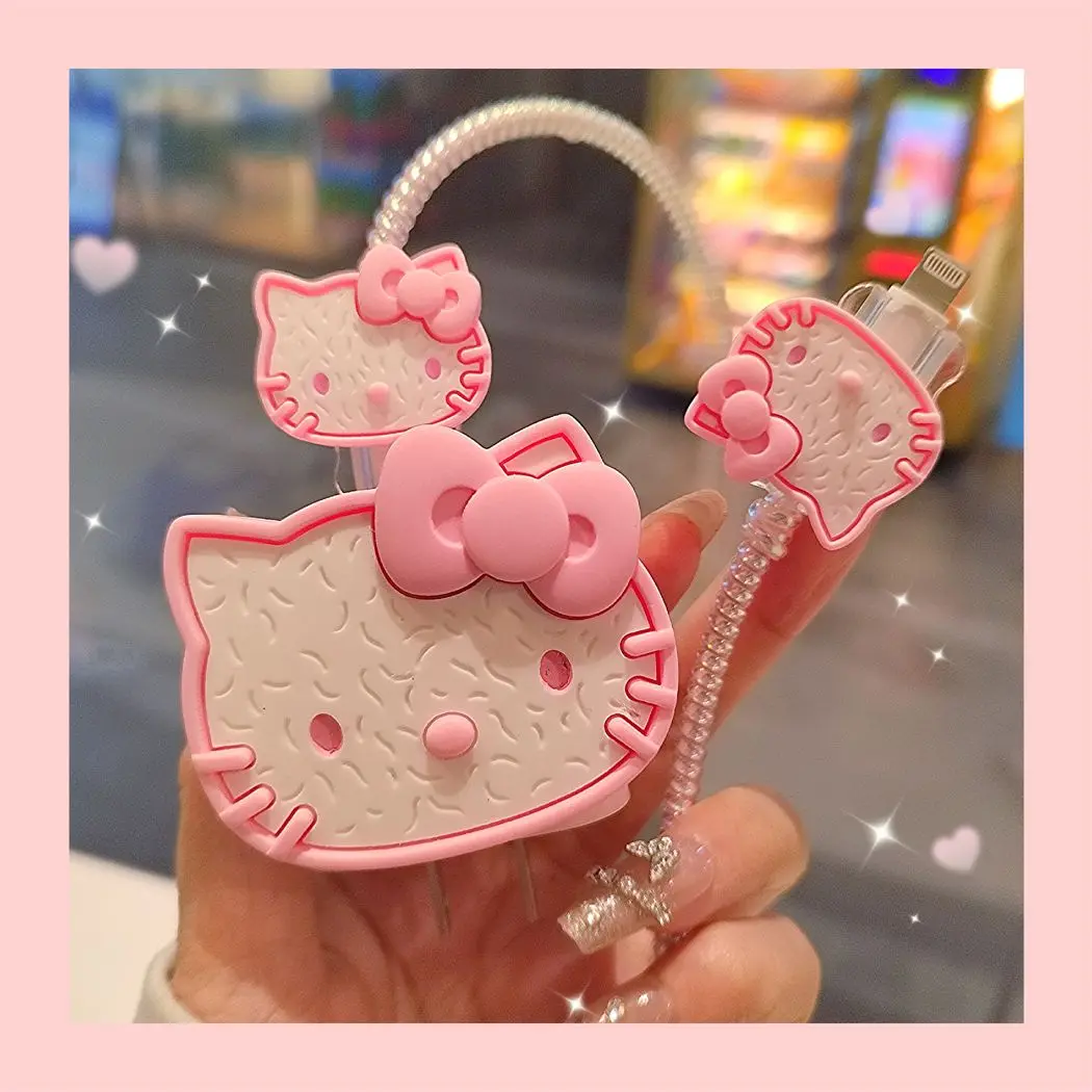 

Kawaii Sanrio Hellokitty Kuromi Usb Charger Cord Management Cute Cartoon 18/20W 3D Cable Organizer Charging Cable Protector Gift