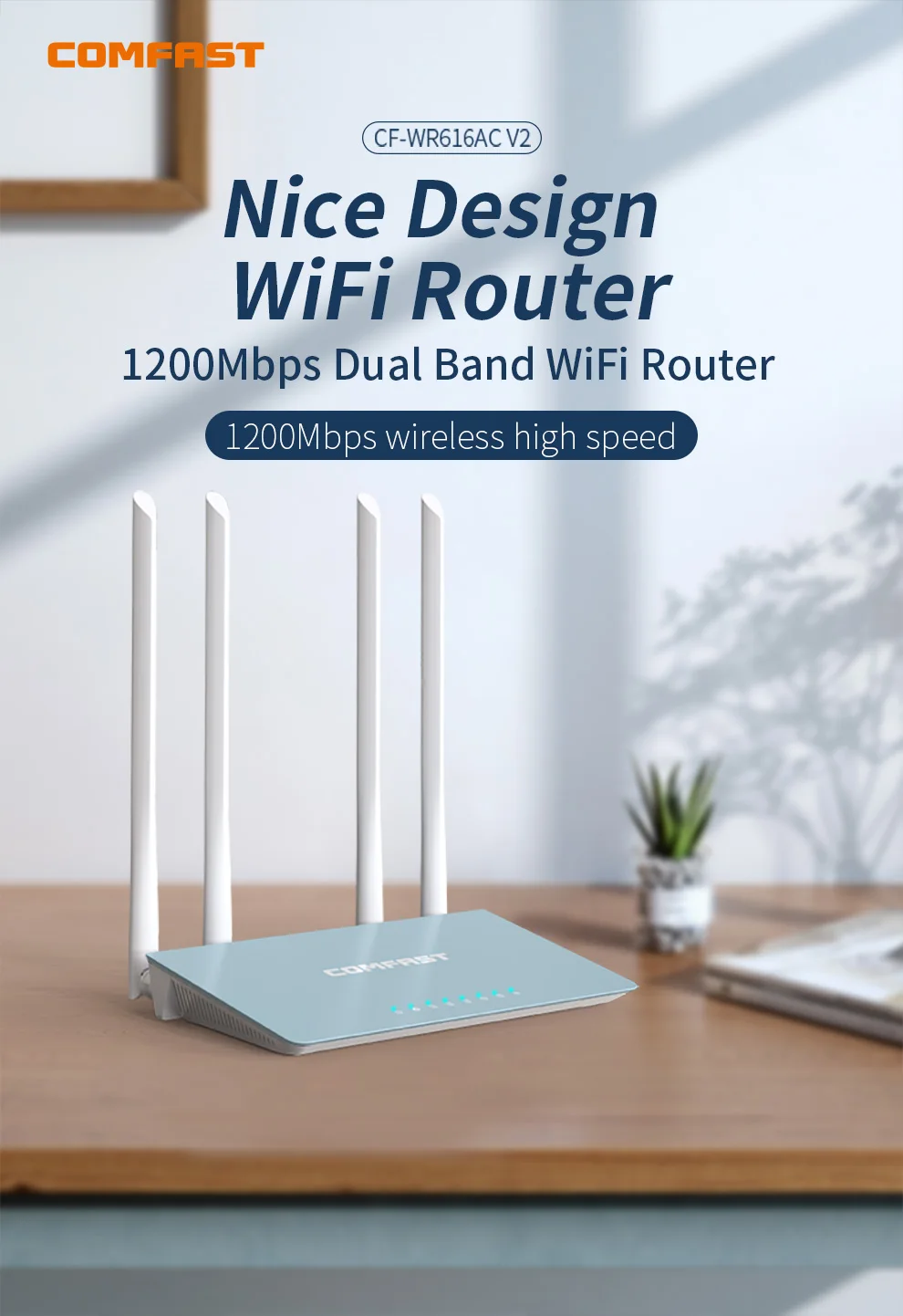 top rated wifi signal booster COMFAST AC1200 Kép WiFi Router 2.4G + 5Ghz Gigabit Không Dây Thông Minh Router Độ Lợi Cao 4 Ăng Ten điểm Truy Cập Router best wifi extenders signal booster