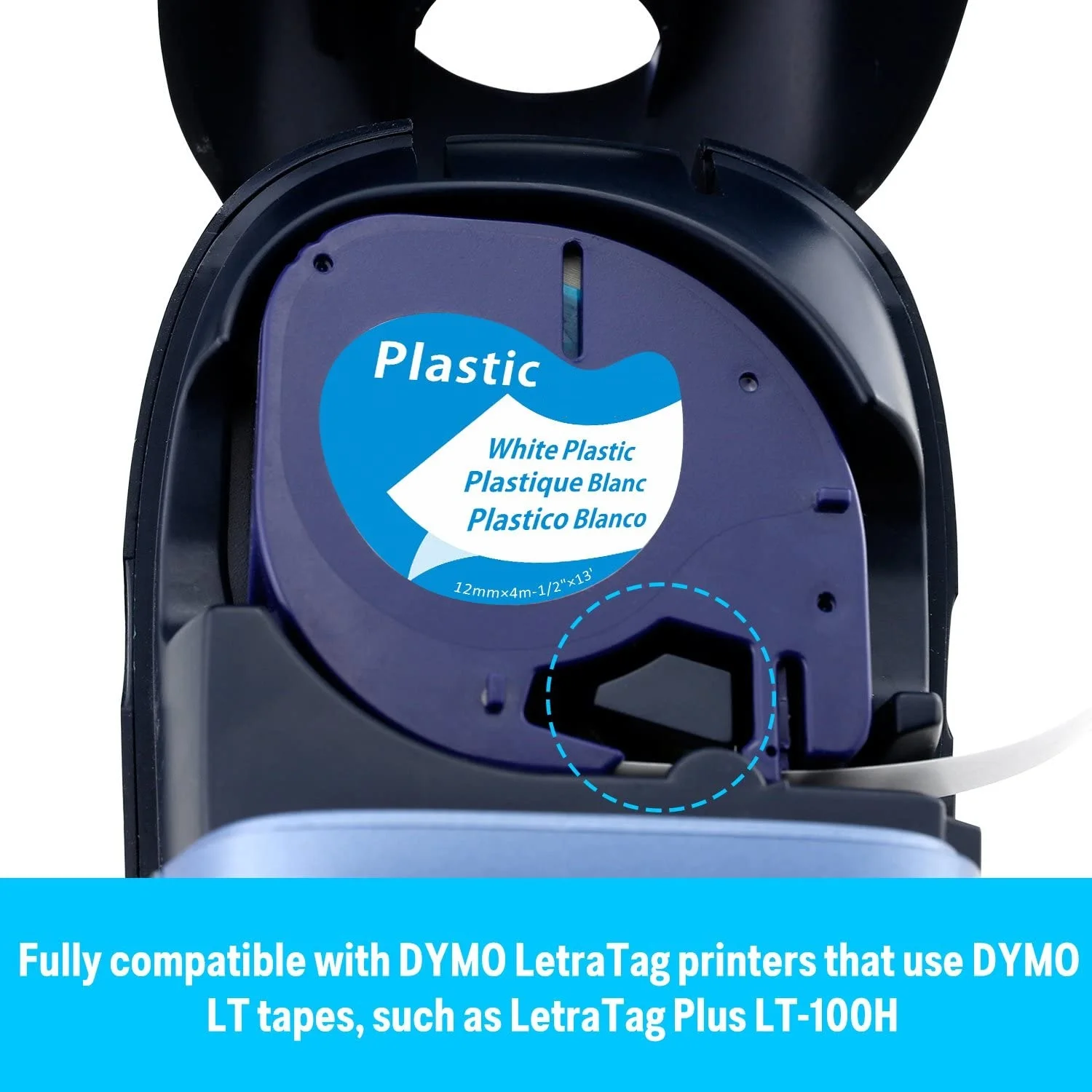 Description Picture 5 of item91201 91200 Black on White Compatible for Dymo LetraTag Label Tape 12mm Plastic 91331 91221 Ribbon for LT100H 100T Label Printer