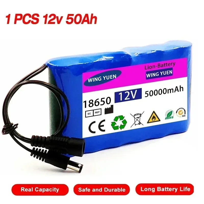 

Air transport 12v 50Ah 50000mAh 18650 Rechargeable batteries 12.6V PCB Lithium Battery pack Protection Board +12.6V 1A Charger