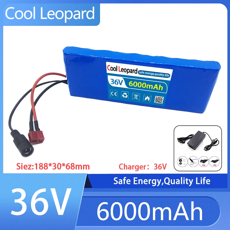 

10S1P 36V 6000mAh Rechargeable Lithium Battery Pack,for Electric Bicycle Scooter Backup 36V Li-ion Battery with BMS