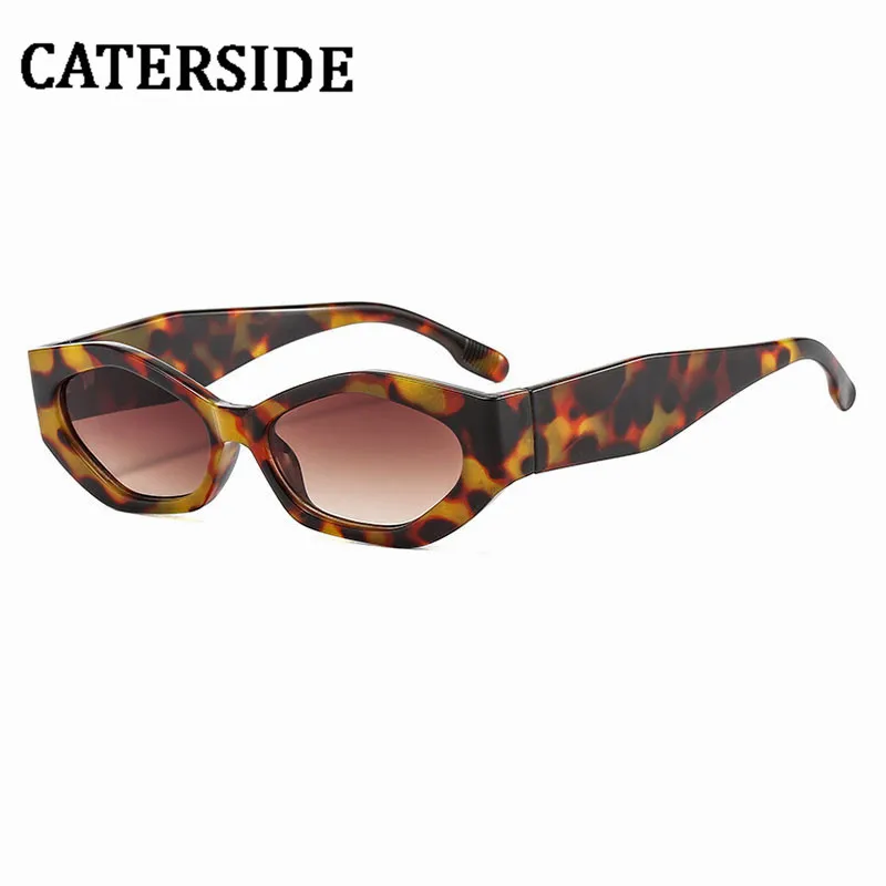 

CATERSIDE Fashion Square Sunglasses Women Vintage Leopard Tea Sun Glasses Ladies Retro Brand Rectangle Eyeglasses Female UV400