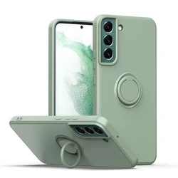Liquid Silicone Ring Phone Holder Case - Durable Protective Cover - Galaxy Note 20 Ultra (Green)