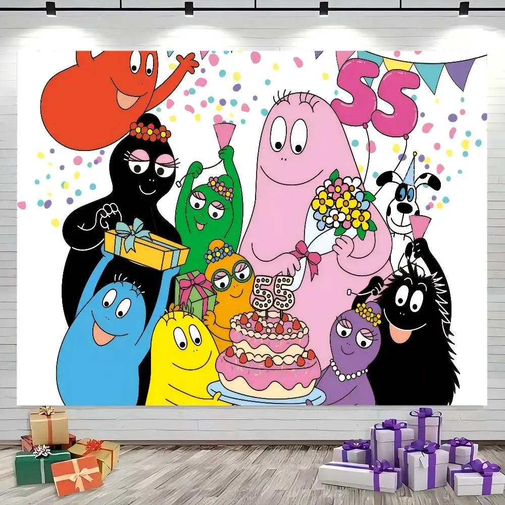Barbapapa Cartoon Birthday Party Photo Backdrop