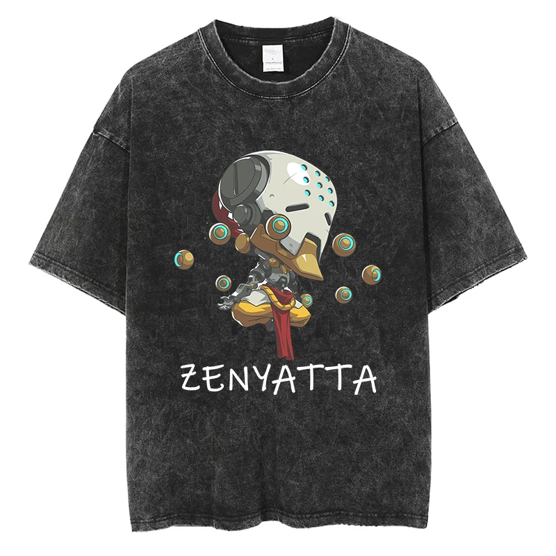 

Overwatch Games Zenyatta Graphic T Shirt Anime Styl Tshirt Quality Cotton Vintage Men Women Oversized Black Short Sleeve Tees