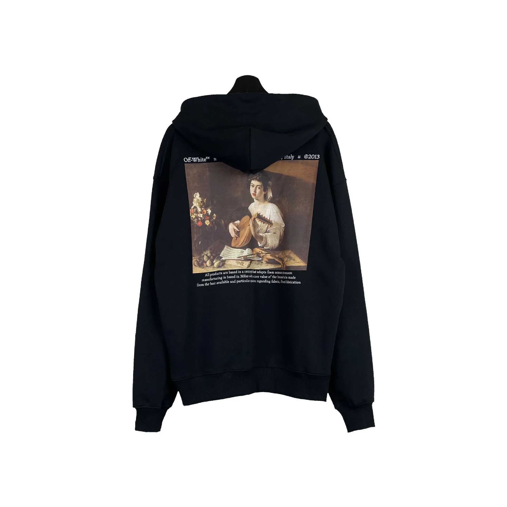 

High quality 2024 fashion OFF WHITE 1:1 spring new OW Caravaggio oil painting pattern hooded sweatshirt