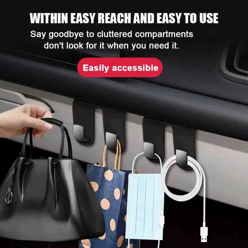 Universal Car Seat Hook with PU Leather and Alloy for Hanging Bags and Purse