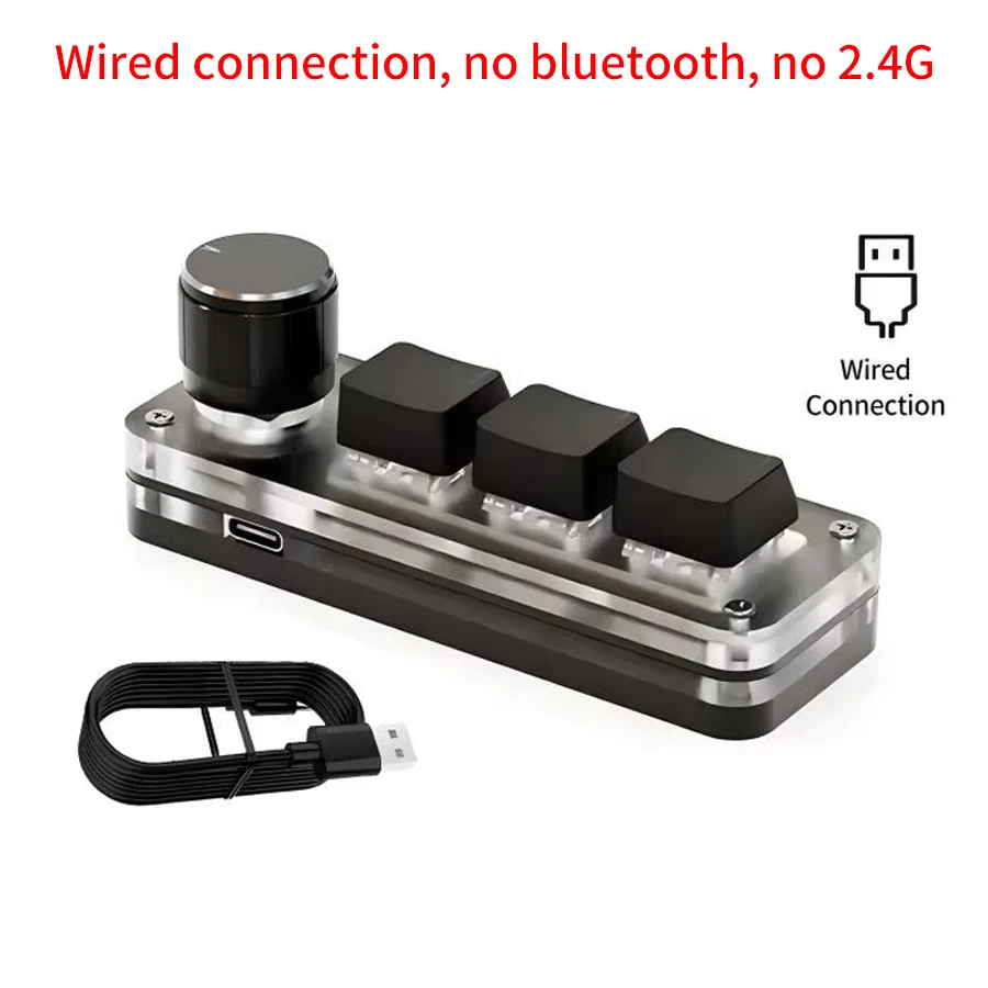 3 Tuş 1 Düğme Özelleştirilebilir Klavye 2.4G Bluetooth Programlama Makro Mekanik Klavye Çalışırken Takılabilir Tuş Takımı Kısayol Tuşu E-spor Oyunu