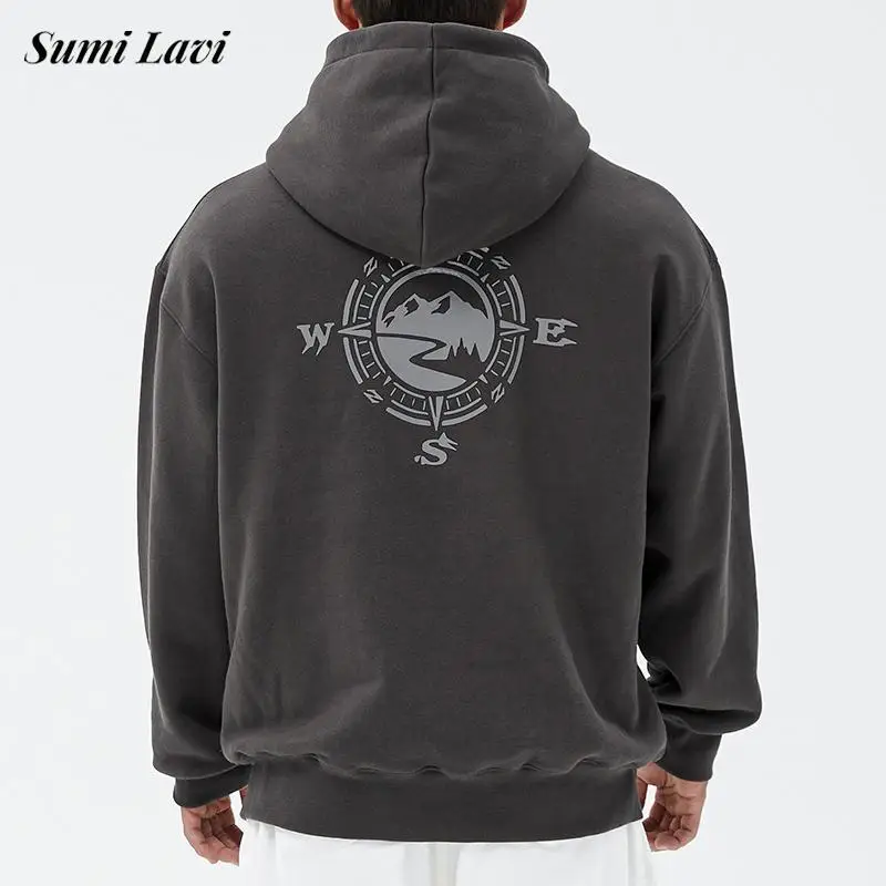 

2023 Autumn Mens Casual Hoodies Loose Long Sleeve Cotton Hooded Sweatshirt Vintage Pattern Printed Men Hoodie Streetwear Clothes