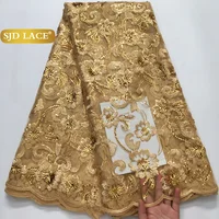 SJD africain paillettes dentelle tissu 2025 haute qualité français maille dentelle nigérian broderie Net tissus pour robe de mariée coutureA3847 3