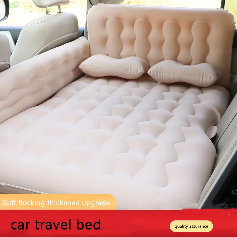 Car Inflatable Travel Mattress Outdoor Camping Flocking Mattress SUV Universal Rear Seat Cushion Mutifunctional Car Travel Bed