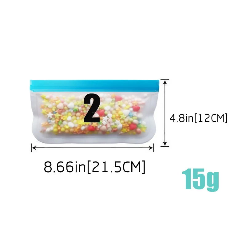 Silicone Food Storage Bag Reusable PEVA Fresh-keeping Bag Fruit And Vegetable Sealed Kitchen Leak-proof Ziplock Storage
