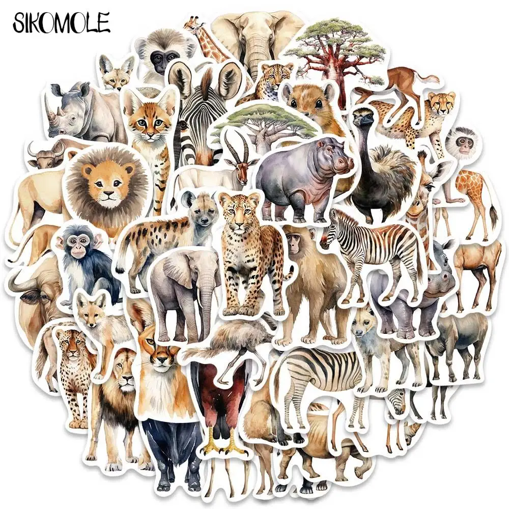 

Реалистичные африканские наклейки с животными, 10/30/50 шт., тигры, леопарды, слоны, «сделай сам», Дорожный чемодан, холодильник, ноутбук, граффити, наклейки для детей