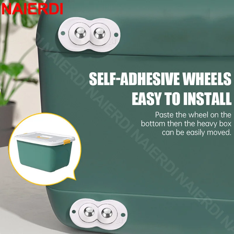 4 Pack Mini Self Adhesive Wheels 360&deg;Rotation for Small Appliances Universal Wheel Trash Can Storage Box