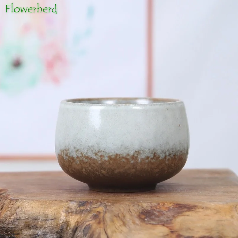 Coarse Pottery Tea Cup Five Element Kung Fu Tea Cup Set Large Teaware Kiln Change Glaze Ceramic Teacups Chinese Set
