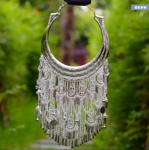 

Китайский винтажный посеребренный тибетский серебряный воротник Yunnan, аксессуары для выступлений в этническом стиле Yi