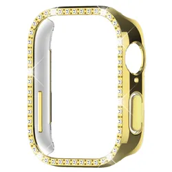 Silicone Band with Diamond - Accent Case for Smartwatch - Sporty Replacement Strap Accessory (Gold Case)