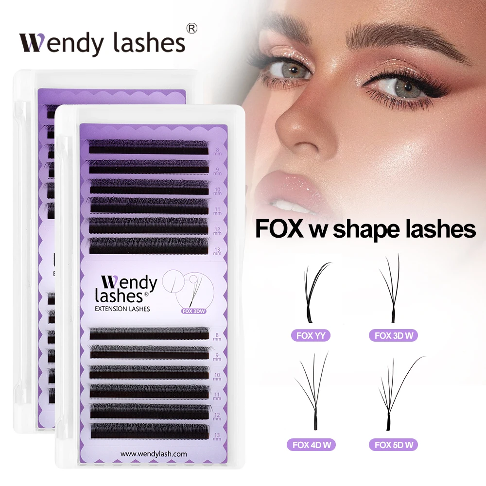 Wendy Lashes 3D/4D/5D W Lashes Fox Eyes W Shape Eyelash Extensions YY Eyelash Cilia and Brazilian Volume Soft Faux Mink 12 Rows