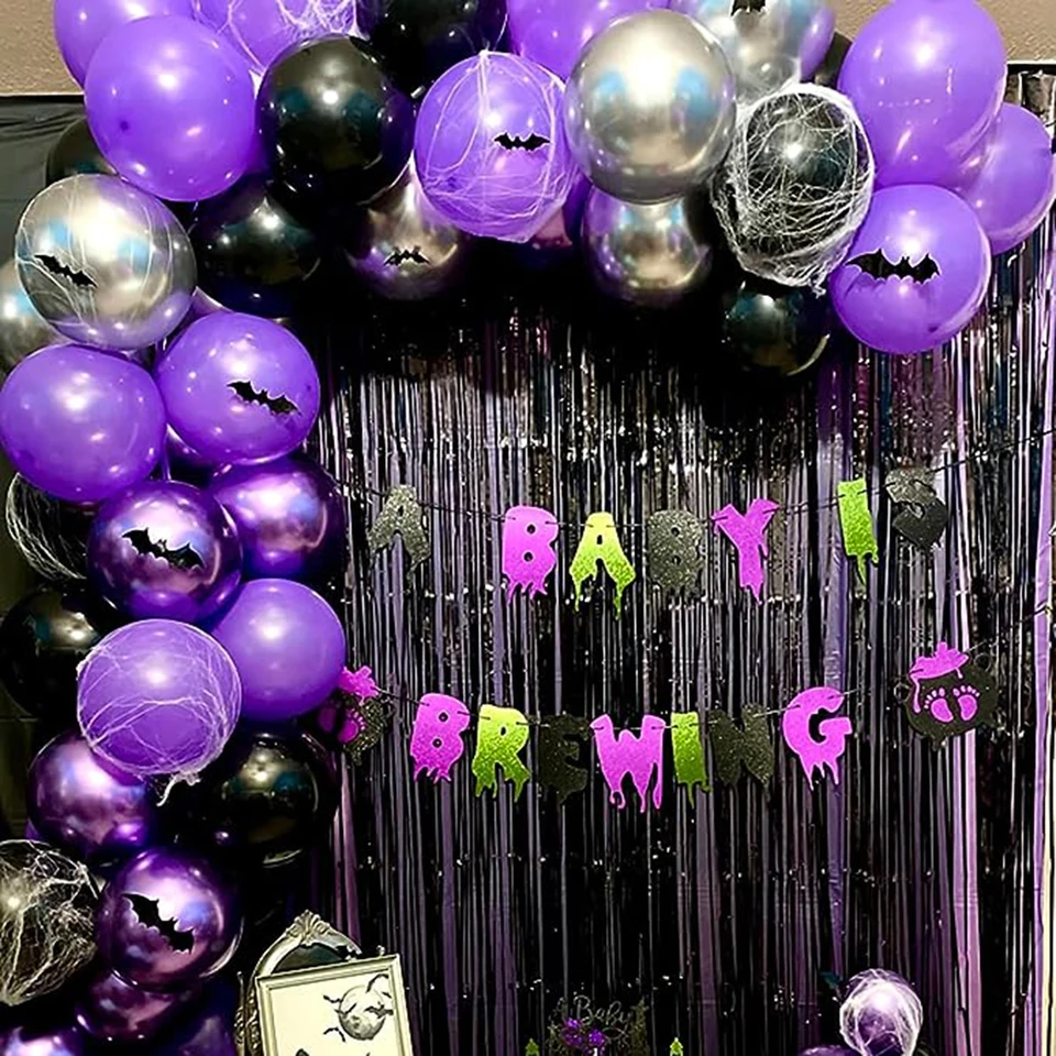 Halloween Balloon Arch Kit - Black And Purple Decoration For Parties