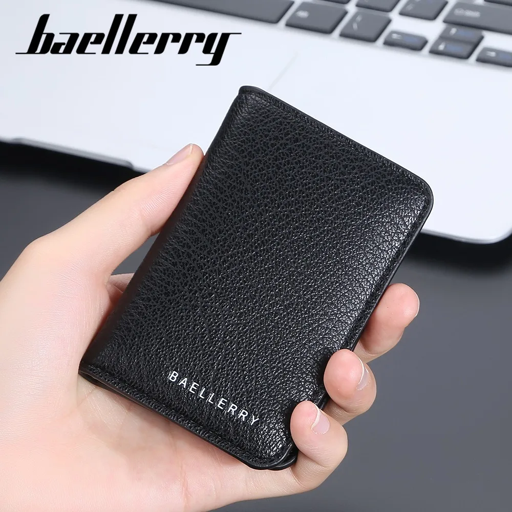 Baellerry Men's Slim Business Wallet RFID Blocking Compact Front Pocket 6+ Card Slots PU Leather
