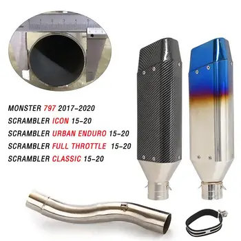 For Ducati Scrambler Icon 15-20 Motorcycle Exhaust Pipe Escape Muffler Mid Pipe Connect Tube Stainles Steel Removable DB Killer