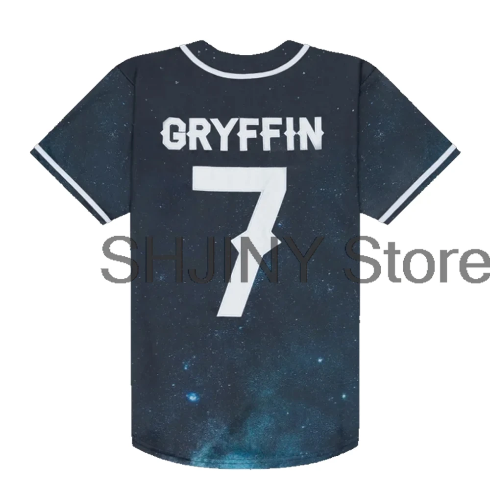 Gryffin Jersey Baseball Jacket Shirts V-Neck Short Sleeve Tee