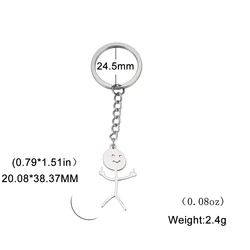 Humorous Stickman Gesture Stainless Steel Keychain and Bag Pendant (Steel)
