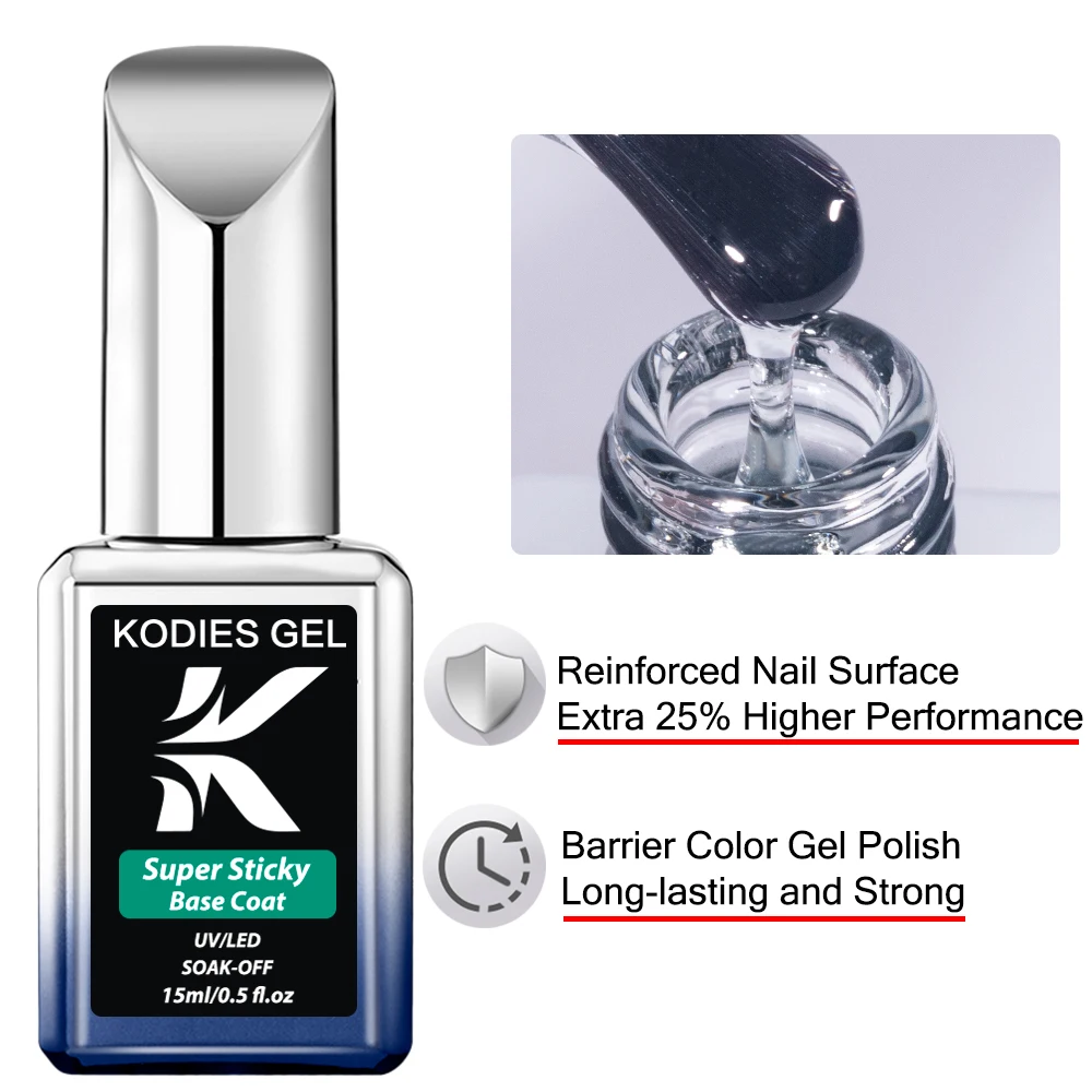 Gel Nail Polish Base Top Coat Clear Strong Semi Permanent UV/LED Hybrid Varnish 15ml