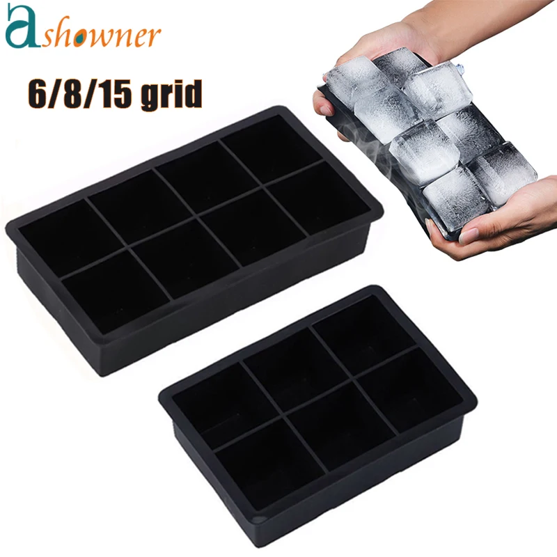 Silicone Ice Cube Tray Large Mould Mold Giant DIY Maker Square US 15 Grids 