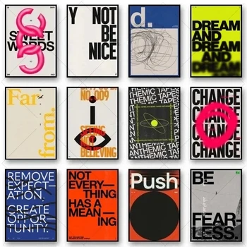 Poster con Citazioni Moderne, Stampe su Tela con Parole Ispiratrici in Stile Retrò, Arte Murale Calligrafica per Soggiorno e Arredamento Casa