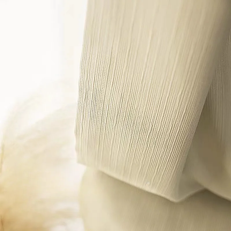 

Japanese style ins wind crinkle cream curtains living room bedroom wabi-sabi wind full blackout curtains