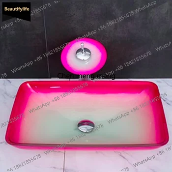 อ่างล้างหน้าแบบวางบนเคาน์เตอร์ รุ่น B567 ทำจากกระจกนิรภัย พร้อมก๊อกน้ำทองแดงและท่อระบายน้ำ 1