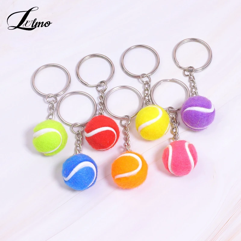 

Cute Sport Mini Metal Tennis Ball Keychain 6 Color Pendant Car Keyring Sports Key Chain For Teenager Fan Love Sports Gifts