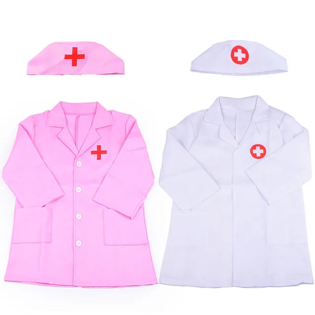 Children's Doctor Nurse Role Play Costume Halloween Party Coat White Robe Uniform Imitation Games Kids Set Pretend Toys Hobbies 1