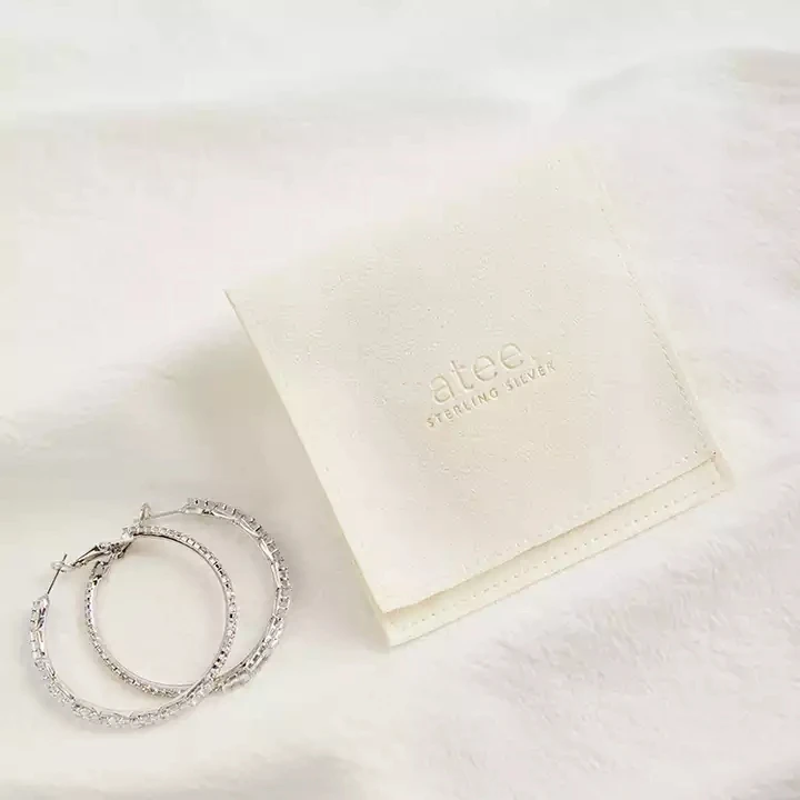 

100PCS High Quality Beige Jewelry Pouch Packaging Suede Microfiber Jewelry Pouches with Logo