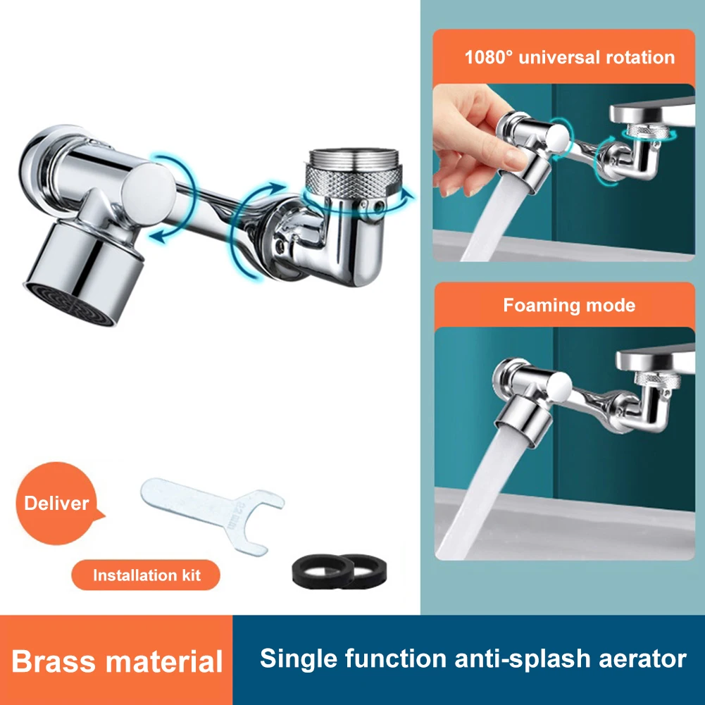 

Hot Sale Splash Filter Faucet 1080° Rotating Faucet Aerator Extender 2 Water Outlet Modes Anti-Splash Sink Faucet for Bathroom