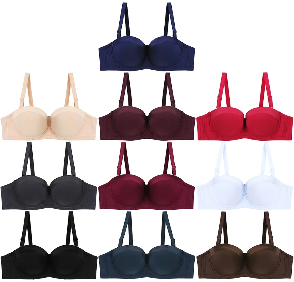 BINNYS Woman Bra C Cup Strapless Bra Sexy Gathered Ladies Bra Kit Soutien  Gorge Half Cup Push Up - AliExpress