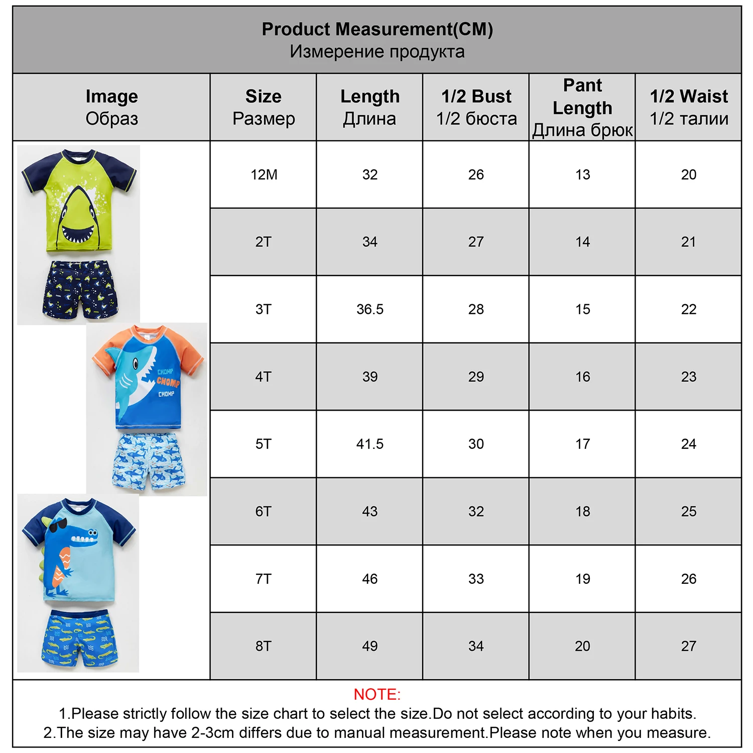 Honeyzone Baby Boy Swimwear Set Children's Swimsuit With Uv Protection Shark Print Swimming Bathing Suit For Kids Boys