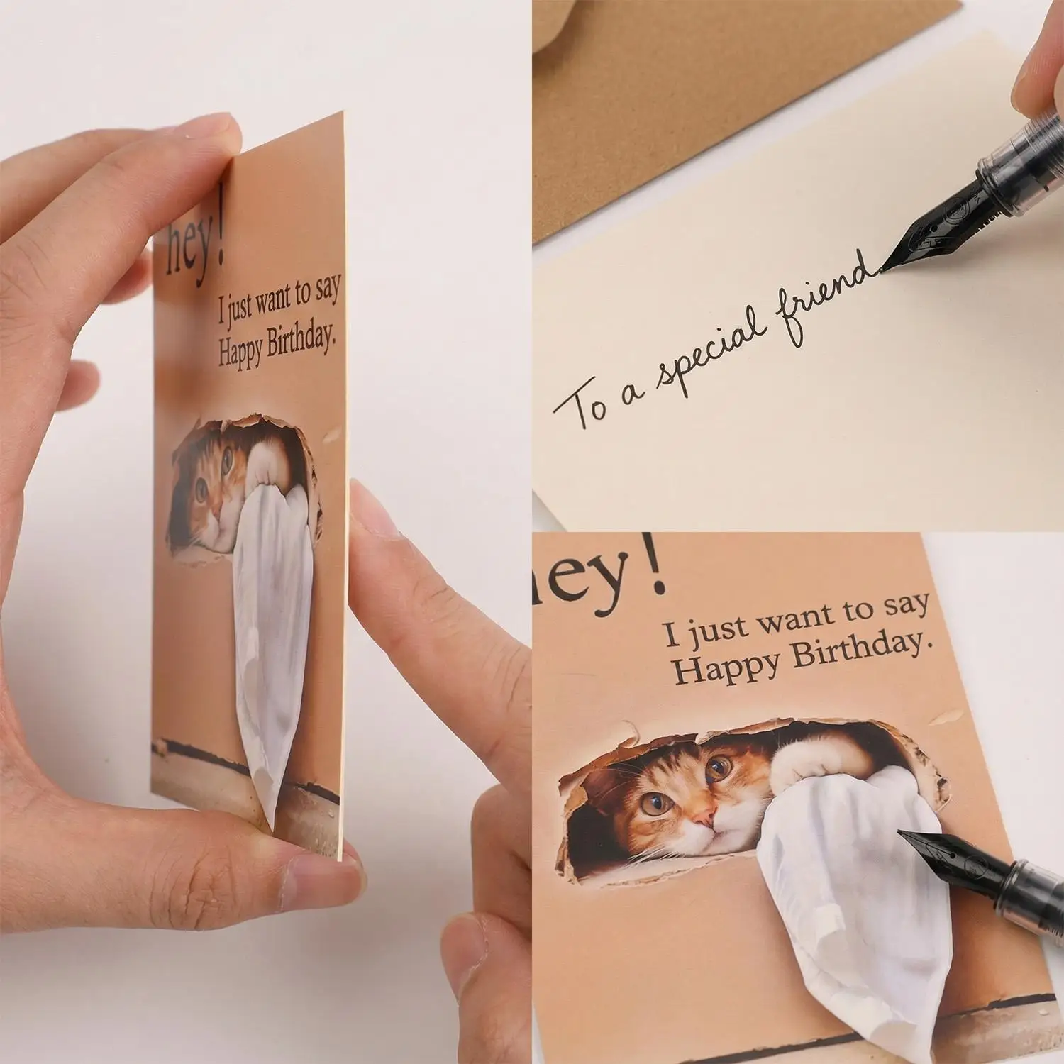 6개입 생일 카드 귀여운 고양이 장난꾸러기 발바닥 디자인 생일 축하 카드와 봉투, 고양이 애호가 가족 친구들을 위한 귀여운 선물