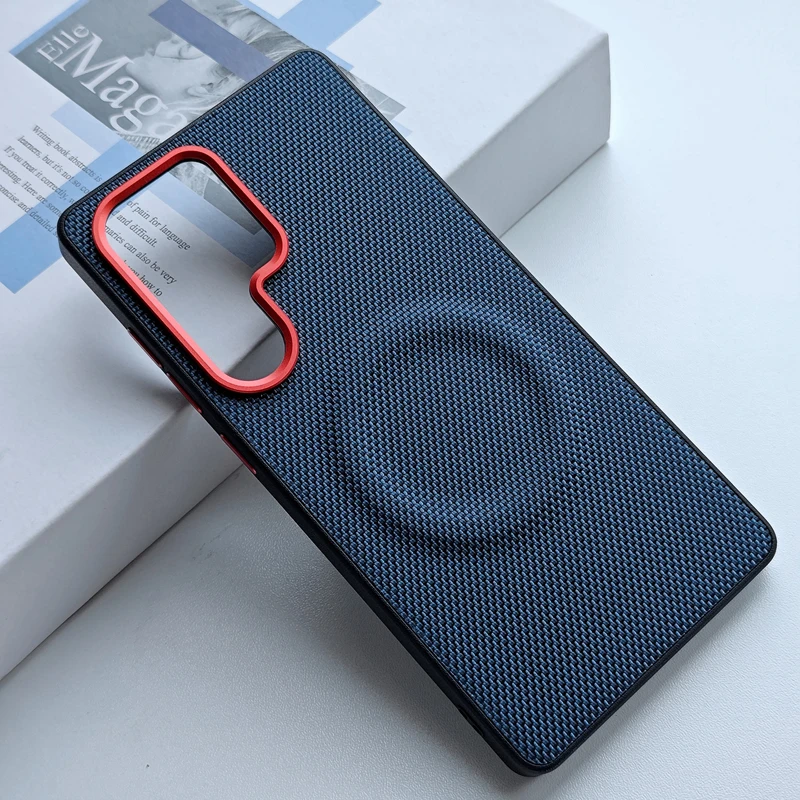 Luxury Magnetic Soft TPU + Nylon Woven Leather Anti-Fingerprint Phone Case Cover