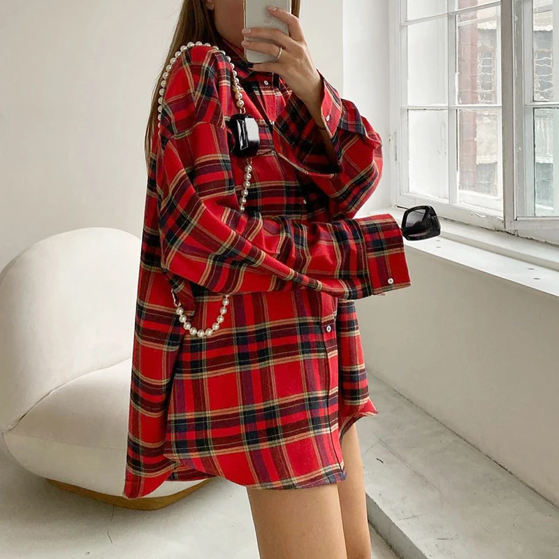 Chemise à Carreaux Femme Oktoberfest - Rouge Et Blanc - Style Folk, Manches Bouffantes - Carnaval, Fête