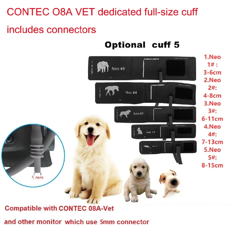 Vet Use Cuff Animals Cuff CONTEC08A Veterinary Blood Pressure Monitor 5 types Mouse/Cat/Dog/Horse/Elephant with Connector