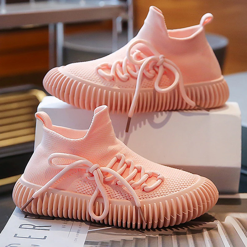 

New Young Children Sneakers Boys Girls Coconut Casual Shoes Kids Breathable Flying Knit Trainers Lightweight Sole Running Shoes